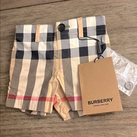 NWT [Burberry] Authentic Luxury Check Plaid Elastic Waist Shorts Toddler Sz 6M - Picture 4 of 13
